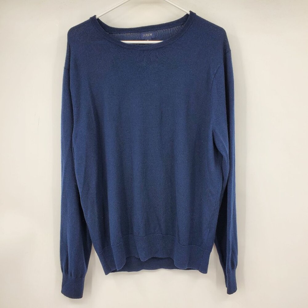 J. Crew Wool Blend Navy Blue Men's Pullover Crewneck Sweater Shirt XL
